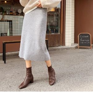 Soft Gray Winter Maxi Skirt